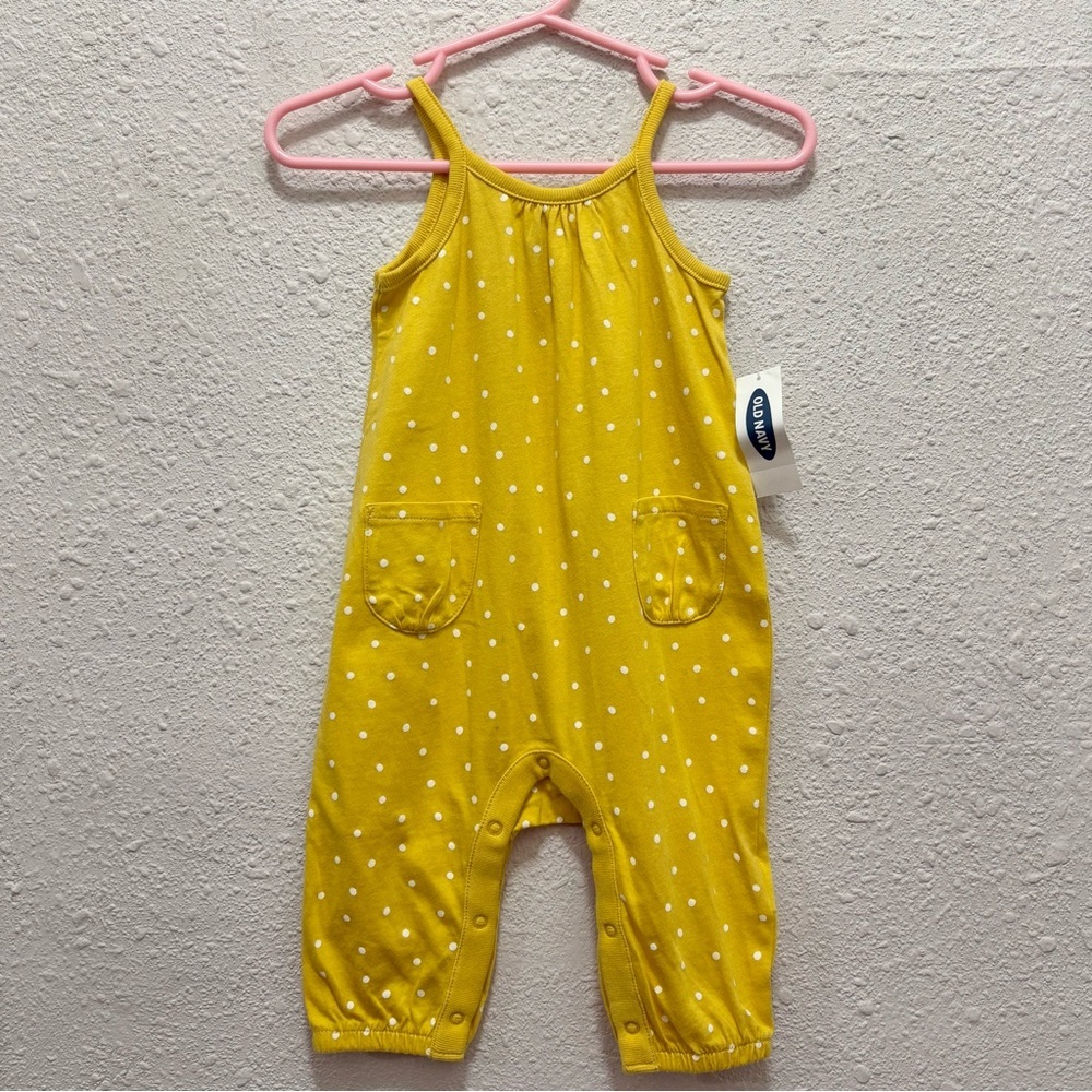 Old Navy Yellow Polka Dot Tank Pant Jumpsuit NWT Size 3-6 Months